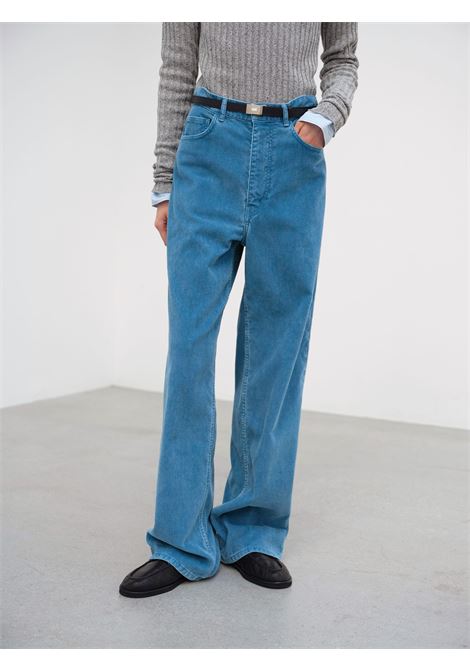 pantaloni pigment dye donna blu AURALEE | A25SP03PDDEEP BLUE